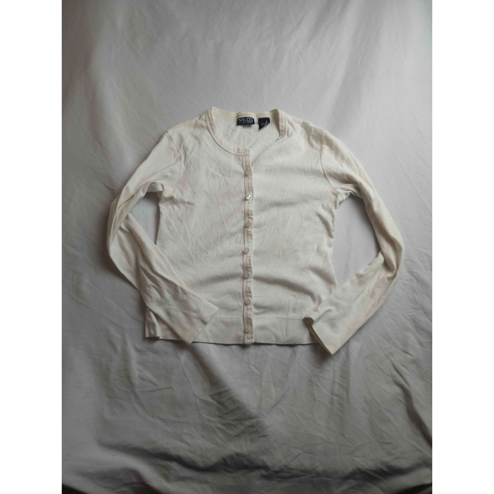 NY&Co. New York & Company Cardigan Sweater‎ Womens XS White Knit Button Front